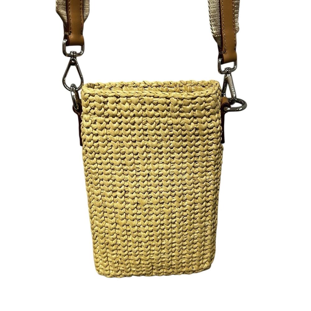 Prada Natural Tan Crochet Raffia Smartphone Case Drawstring Crossbody Bag - Picture 4 of 9